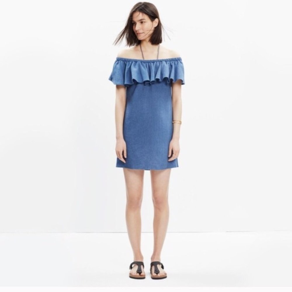 Madewell Off The Shoulder Chambray Dress